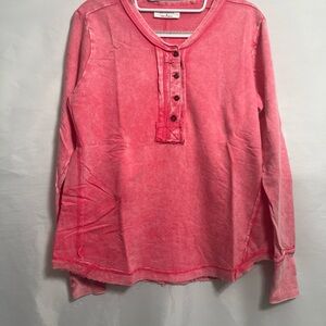 Zenana Outfitters Pink Long Sleeve Tee
